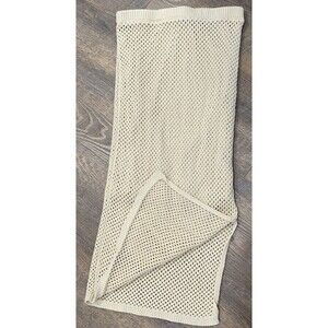 Cream Crochet Maxi Skirt Boho Elastic Waist Layered Festival Beach Medium